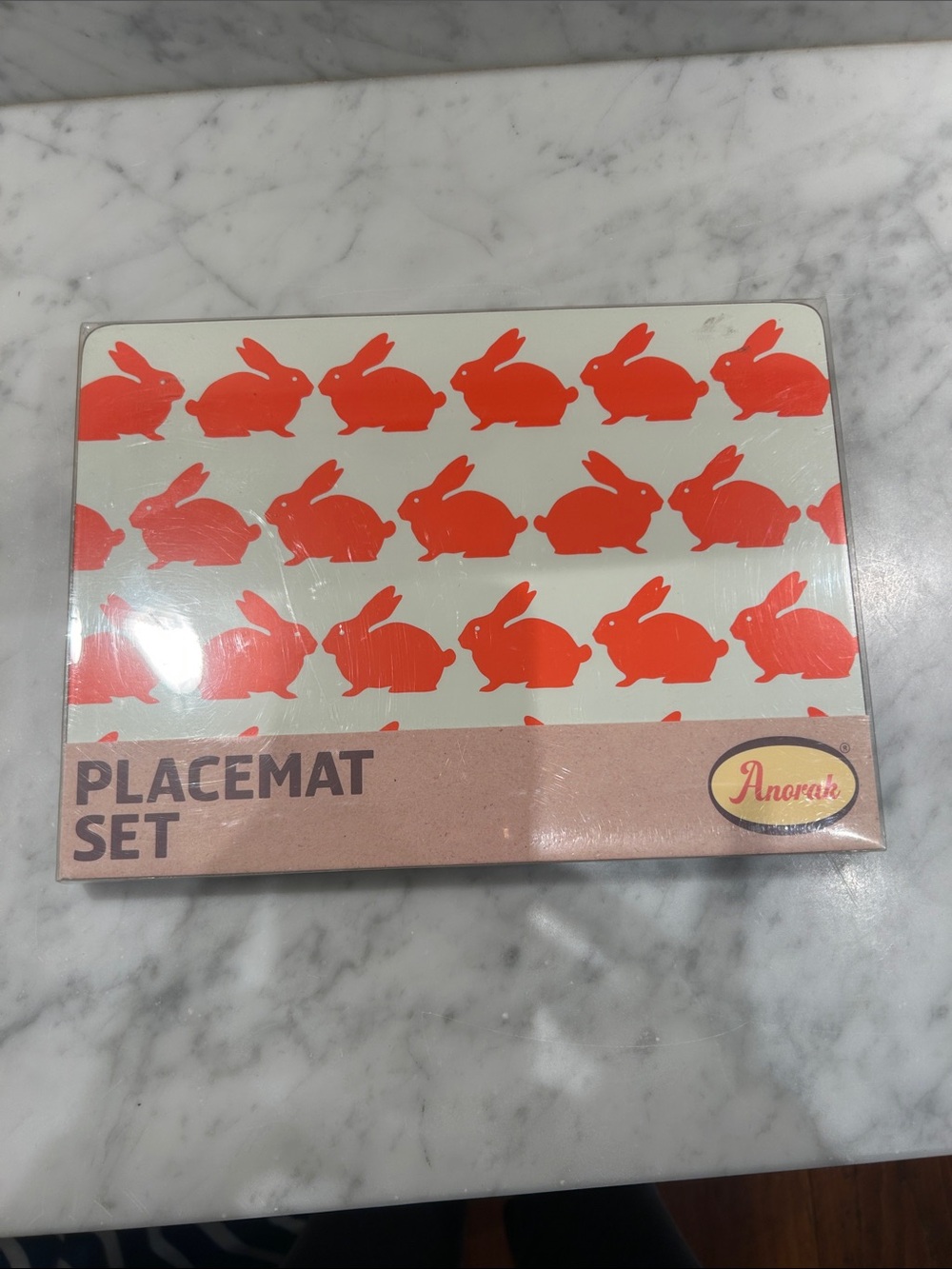 ANORAK Orange Bunny Placemat Set of 4 🐇🐰